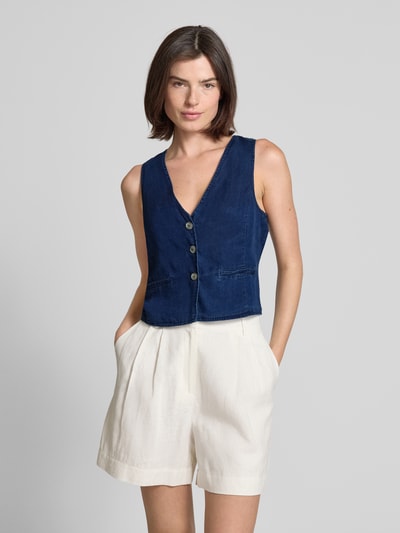 Mango Weste mit Leistentaschen Modell 'CRETA' Jeansblau 4