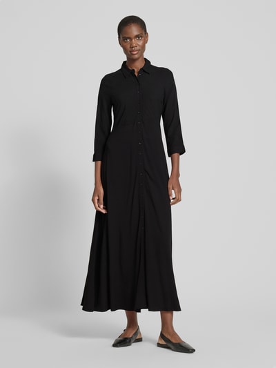 YAS Hemdblusenkleid aus Viskose mit Knopfleiste Black 4