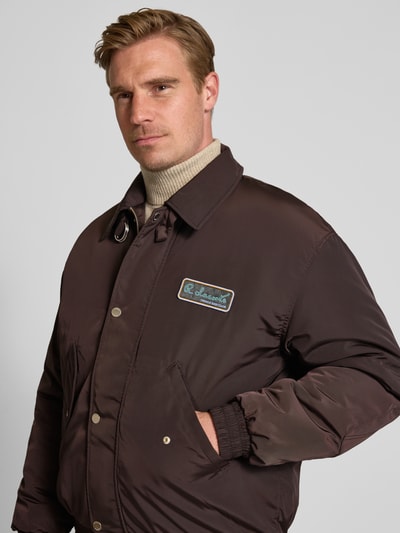 Lacoste Regular Fit Bomberjacke mit Umlegekragen Dunkelbraun 3