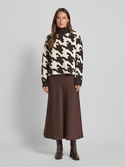 Vero Moda Regular Fit Rollkragenpullover mit Allover-Muster Modell 'HURLEY' Schoko 1