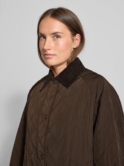 Weekend Max Mara Płaszcz pikowany o kroju oversized z kołnierzem sztruksowym model 'PEPATO' Czekoladowy 3