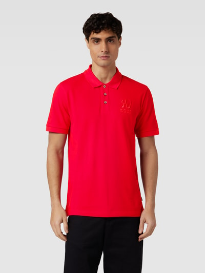 BOSS Poloshirt met labelstitching, model 'Parlay' Rood - 4