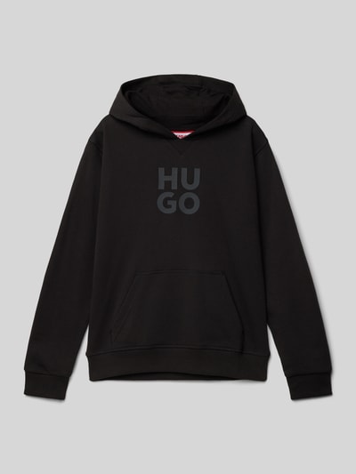 HUGO Hoodie met labelprint Zwart - 1