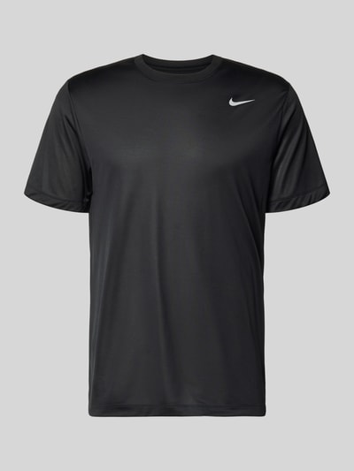 Produktfoto, T-Shirt mit Logo-Print und Rundhalsausschnitt von NIKE TRAINING in Schwarz, prosty krój, logo z przodu, długość tyłu w rozmiarze M: 66 cm