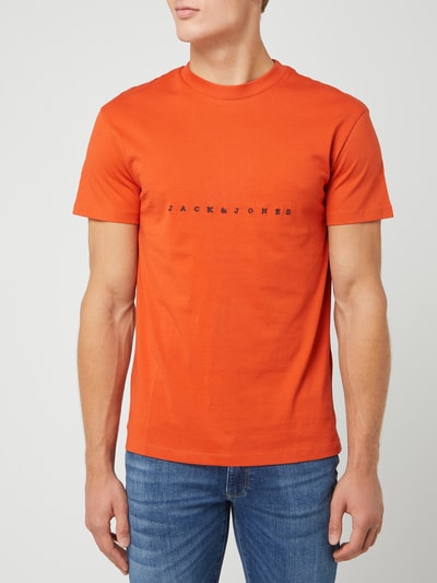 Jack & Jones T-shirt met logo, model 'Copenhagen' Roestrood - 4