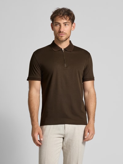 SELECTED HOMME Regular fit poloshirt van katoenmix, model 'FAVE' Donkerbruin - 4