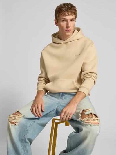 REVIEW Hoodie mit Label-Print Beige 3