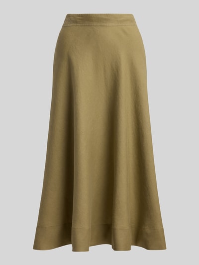 Lauren Ralph Lauren A-Linie Midi-Rock aus reinem Leinen Modell 'BENICE' Khaki 2