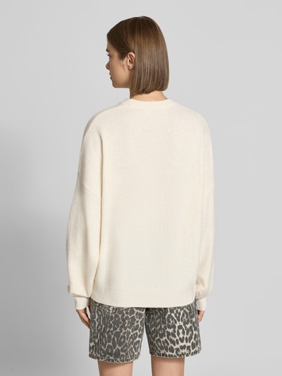 REVIEW Strickpullover mit Label-Print Beige Melange 5