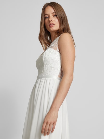 Luxuar Abendkleid mit Spitzenbesatz Offwhite 3