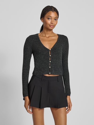 Only Kurtka o kroju slim fit z prążkowanej dzianiny model ‘RICA LIFE’ Antracytowy melanż 4