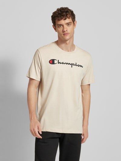 CHAMPION T-shirt z nadrukiem z logo Beżowy 4