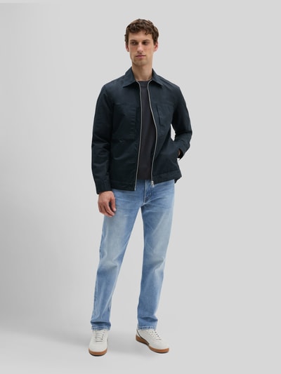 Marc O'Polo Regular Fit Hemdjacke aus Baumwoll-Leinen-Mix Marine 1