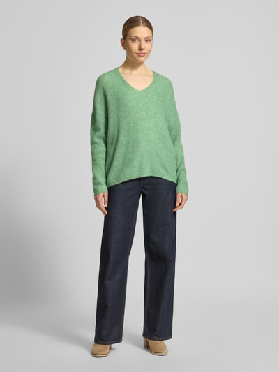MOS MOSH Strickpullover mit V-Ausschnitt Modell 'THORA' Gruen 1