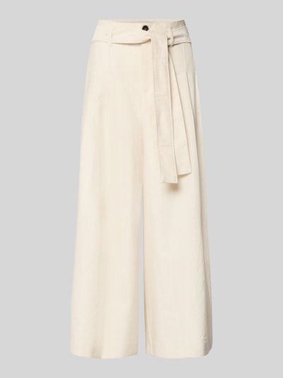 Produktfoto, Regular Fit Weite Hose mit Bindegürtel Modell 'LEGENDA' von MAX&Co., Optik: Unifarben, Melange, High-Waist, Twill-Struktur