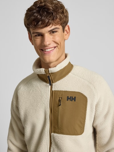 Helly Hansen Fleecejack met labelstitching en borstzak Offwhite gemêleerd - 3