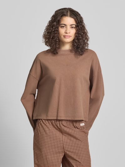 OH APRIL bluza o kroju regular fit z detal z logo Średniobrązowy 4