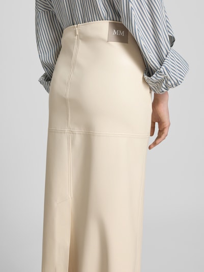 MM Knielange rok in leerlook, model 'FABIANA' Ecru - 3