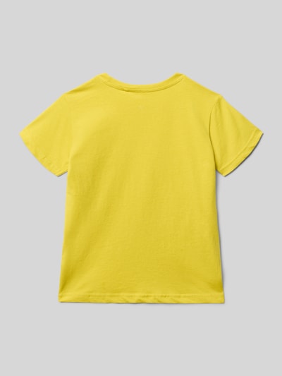 Produktfoto, T-Shirt mit Motiv-Print und Rundhalsausschnitt von Blue Seven, gelb, Kinder T-Shirt aus Reine Baumwolle, Regular-Fit, Rückenlänge 42 cm bei Größe 116