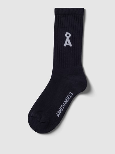 Armedangels Sokken met labeldetail, model 'SAAMU' Donkerblauw - 1