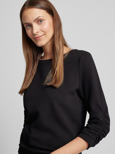 Tom Tailor Denim Shaped Fit Sweatshirt aus Bio-Baumwoll-Mix mit 3/4-Arm und Dobby-Struktur Metallic Black 3