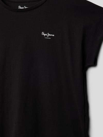 Pepe Jeans T-shirt met labelprint, model 'BLOOMY' Zwart - 2