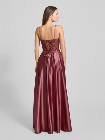 Luxuar Regular Fit Abendkleid mit floralem Spitzenbesatz Rostrot 5