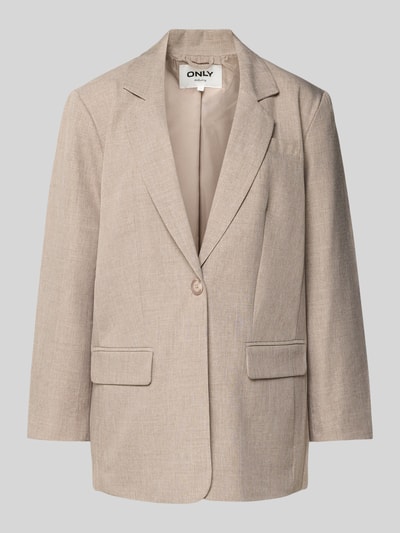 Produktfoto, Relaxed Fit Longblazer mit 1-Knopf-Verschluss Modell 'LINDA' von ONLY, Melange-Optik, Reverskragen, Pattentaschen, leichte Schulterpolster
