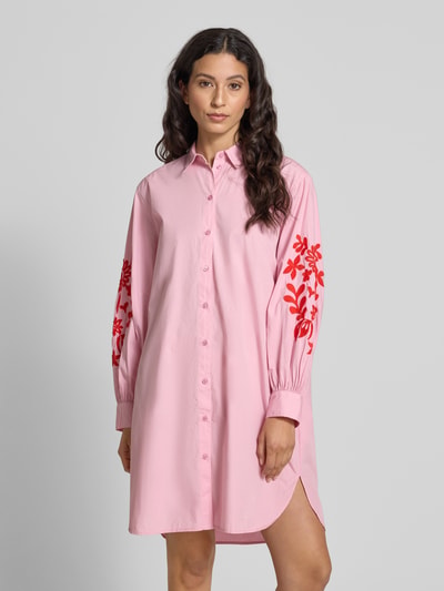 Jake*s Casual Knielanges Hemdblusenkleid mit Stitchings Fuchsia 4