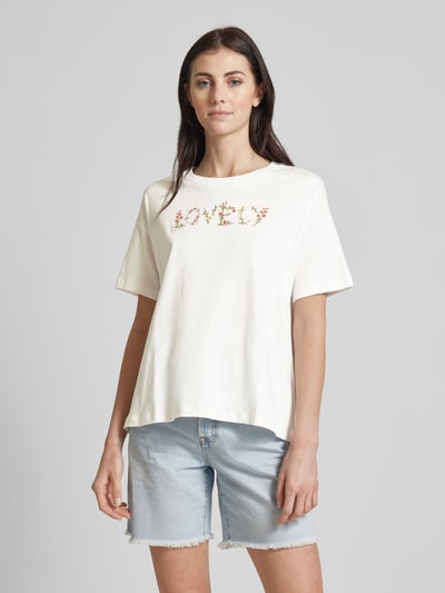 Kaffe T-shirt met stitching, model 'Firia' Offwhite - 4