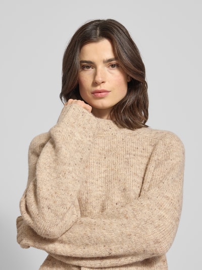 Vero Moda Sweter z dzianiny o kroju regular fit z dodatkiem wełny model ‘INGRID’ Piaskowy melanż 3