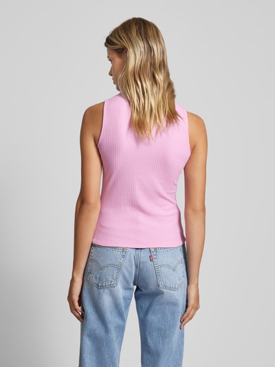 Tom Tailor Denim Slim Fit Top mit geripptem Stehkragen Pink 5