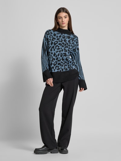 Vero Moda Regular Fit Strickpullover mit Animal-Print Modell 'MARS' Black 1