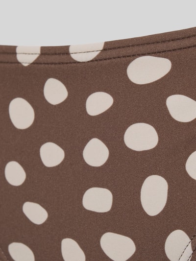 Produktfoto, brauner Bikini-Slip im Allover-Look Modell 'Dauna' von Barts mit weißen unregelmäßigen Punkten, Material-Mix mit Stretch.
