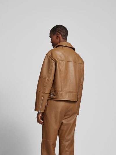 Yves Salomon Lederjacke mit Reverskragen Camel 5