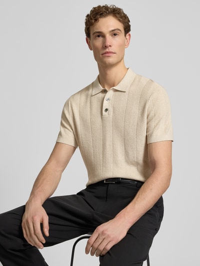 Profuomo Slim Fit Poloshirt mit Knopfleiste Offwhite 3