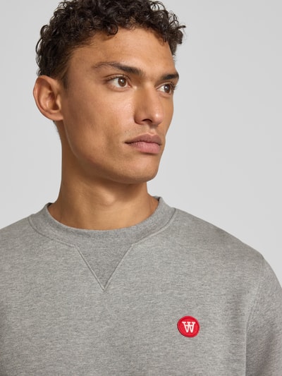 Wood Wood Sweatshirt met labelstitching, model 'Tye' Middengrijs - 3