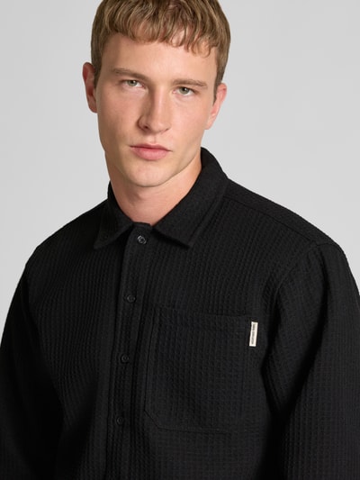 Redefined Rebel Regular fit overhemdjack met wol en labeldetail model 'Chen' Zwart - 3