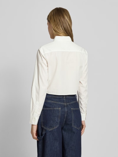 Tommy Jeans Cropped Fit Hemdbluse aus reiner Baumwolle Offwhite 5