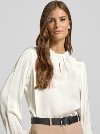 comma Regular Fit Bluse aus Viskose mit gelegten Falten Weiss 3