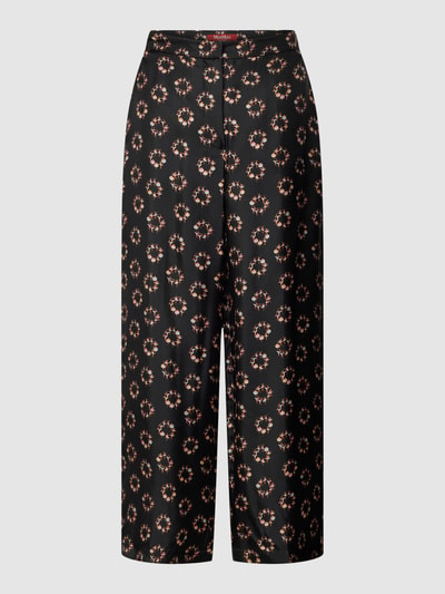 Max Mara Studio Zijden broek met all-over motief, model 'TORBOLE' Zwart - 2