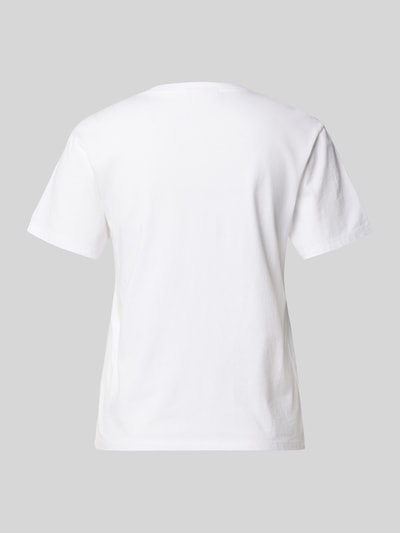 Produktfoto, weißes Damen T-Shirt mit Rundhalsausschnitt aus reiner Baumwolle, Regular-Fit, Modell 'EMILIE' mit MC2 Saint Barth.