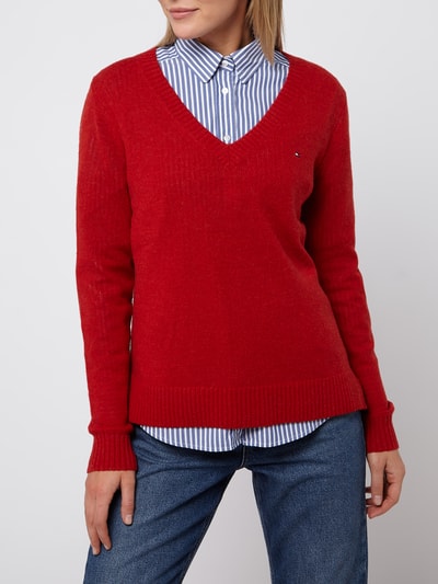 Tommy Hilfiger Pullover van wol met geborduurd logo  Rood - 4