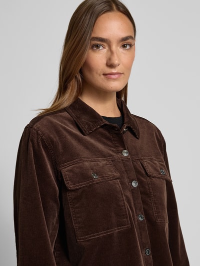 FREE/QUENT Hemdjacke mit Knopfleiste Modell 'Cordy' Dunkelbraun 3