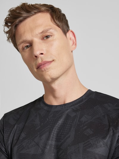 Christian Berg Men T-shirt met all-over motief Zwart - 3