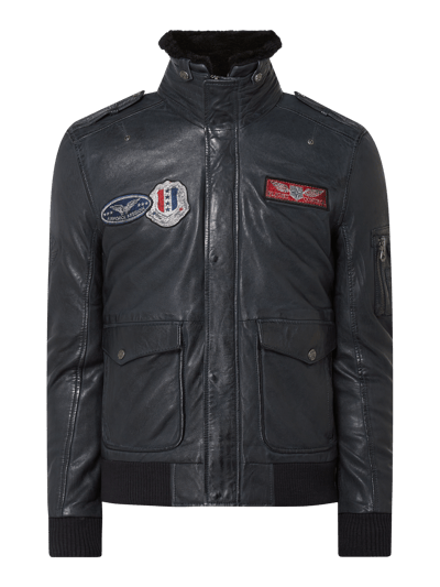 Gipsy Lederjacke mit Badges Modell 'Cruise' Dunkelbraun 2