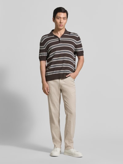 Brax regular fit stoffen broek van mix van katoen en linnen model 'CADIZ' Beige - 1