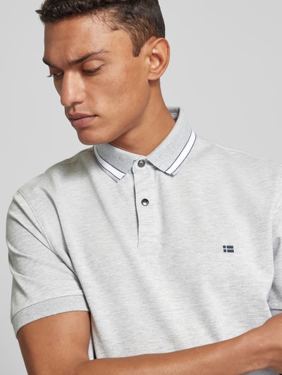 Christian Berg Men Regular fit poloshirt met logoprint Lichtgrijs gemêleerd - 3