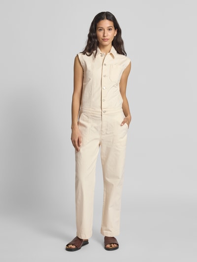 OPUS Jumpsuit met knoopsluiting, model 'Malvie' Zand - 4