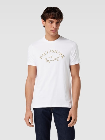 Paul & Shark T-shirt z nadrukiem z logo Biały 4